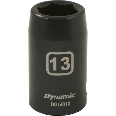 Dynamic 1/2" Drive Standard Socket, Black Phosphate, Tools 1/2" Drive 6 Point Metric, 13mm Standard Length D014013